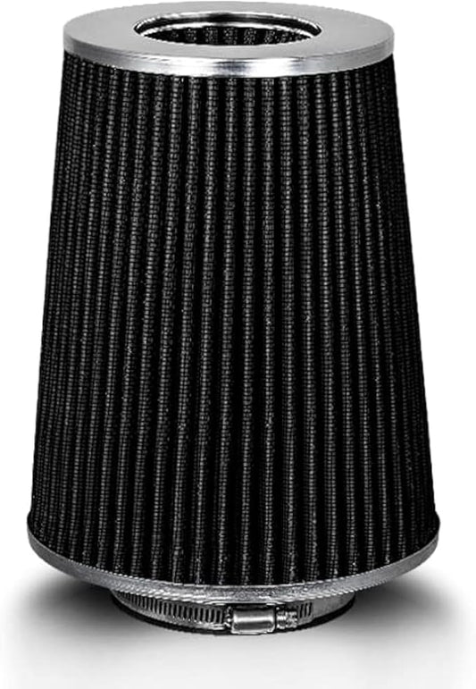 BLACK 4" 102 mm Inlet Truck Air Cone Replacement Performance Washable Clamp-On Dry Air Filter (8" Tall)
