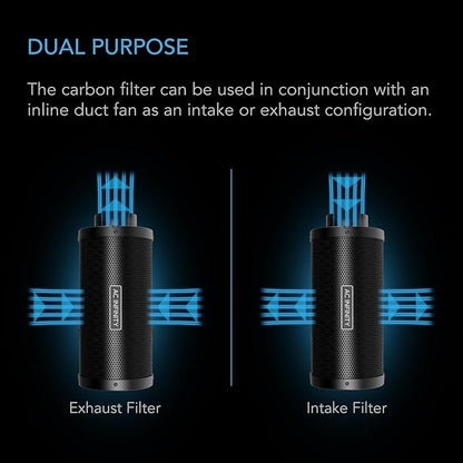 AC Infinity Air Carbon Filter XL 8", with Premium Australian Virgin Charcoal, Pre-Filter and Rope Hangers, Odor Scrubber fit for Inline Duct Fan, Odor Control, Hydroponics