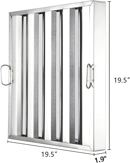 19.5 in x19.5 in Commercial Hood Filters - 430 Stainless Steel 5-Groove Baffle Filters for Restaurant Kitchen Exhaust Hoods Pack of 6