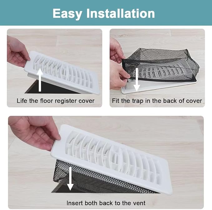 Floor Register Cover Trap, Floor Air Vent Cover Screen for Home Air Vent Filters 5-Pack Floor Vent Mesh Filters Net Trap (6 x 10 Inch)