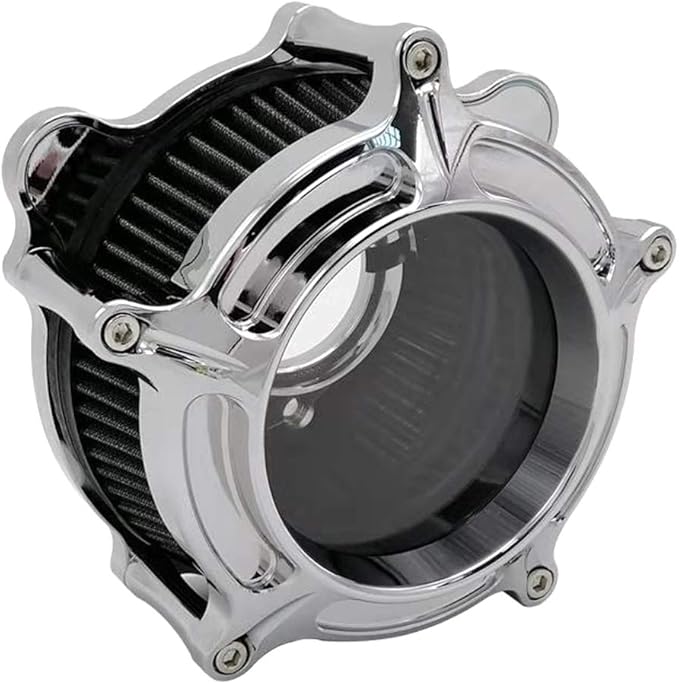 Harley Air Cleaner Chrome See Through Intake Filter Kit Cnc Cut for Motorcycle Dyna 2000 - 2017 Softail 2000 - 2015 Touring 2000 - 2007 Fitment - B (Gray)