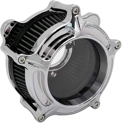 Harley Air Cleaner Chrome See Through Intake Filter Kit Cnc Cut for Motorcycle Dyna 2000 - 2017 Softail 2000 - 2015 Touring 2000 - 2007 Fitment - B (Gray)