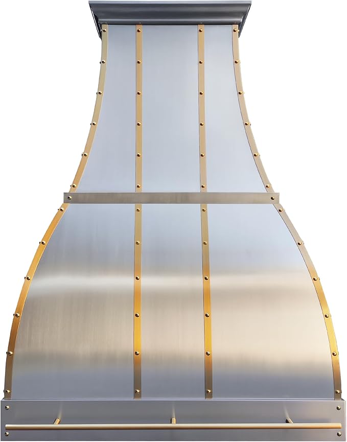 CHETTO C Stainless Steel Range Hood Cover with Quiet Vent Hood Insert Custom Handcrafted Metal Kitchen Fan with Towel Rack LED Light 60"W x24"D x57"H Brushed Stainless Steel Wall Mount