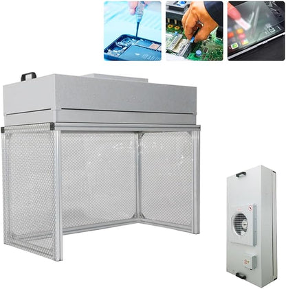 INTBUYING Air Flow Clean Bench Vertical Laminar Flow Hood Dust Free Room Workshop 110V Aluminum Blade Fan with HEPA Filter Dust Free Work 47.2x23.6x29.1in for Phone LCD Repair Laboratory Using