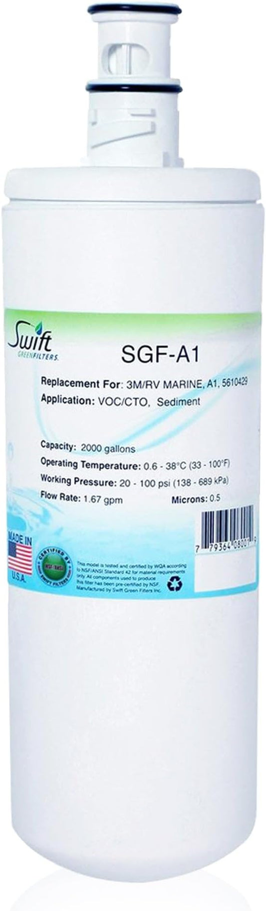 Swift Green Filters SGF-A1 Compatible for 3M/RV MARINE, A1, 5610429 Commercial water Filter,Made in USA (6 Pack)