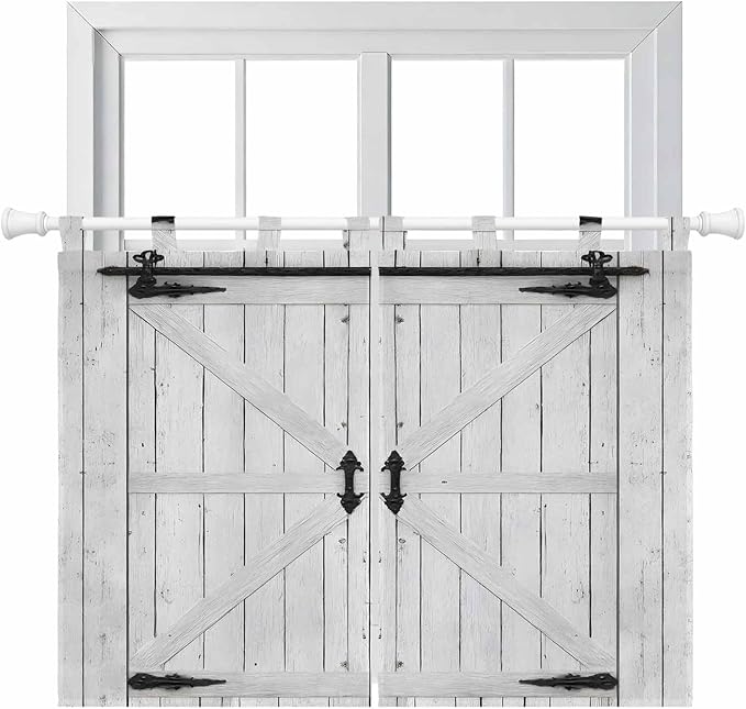 Farmhouse Wood Grain Kitchen Curtains 45 Inch Length, Short Cafe Window Curtains Tab Top, Vintage Country Barn Gate Grey Light Filtering Window Treatments Tier Drapes 27.5"x45" 2 Panel