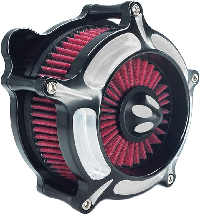 Air Filter Intake Motorcycle Turbine Cleaner Kit Cnc Cut Chrome for Harley Touring Street Glide 2008 - 2016 Softail 2016 - 2017 Fitment - C (Red)