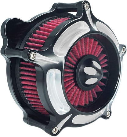 Air Filter Intake Motorcycle Turbine Cleaner Kit Cnc Cut Chrome for Harley Touring Street Glide 2008 - 2016 Softail 2016 - 2017 Fitment - C (Red)