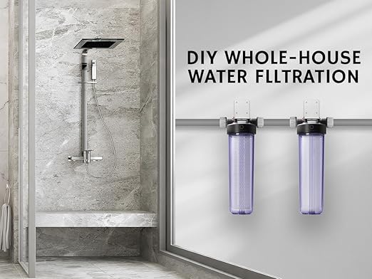 Airthereal Whole House Water Filter Housing, 20" x 4.5" Sediment Carbon Cartridge Universal Housing, Pre-Filtration System for Well and City Water with 1" NPT Port and Include 1-Pack PP Filter