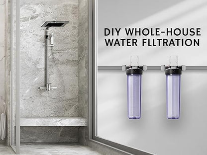 Airthereal Whole House Water Filter Housing, 20" x 4.5" Sediment Carbon Cartridge Universal Housing, Pre-Filtration System for Well and City Water with 1" NPT Port and Include 1-Pack PP Filter