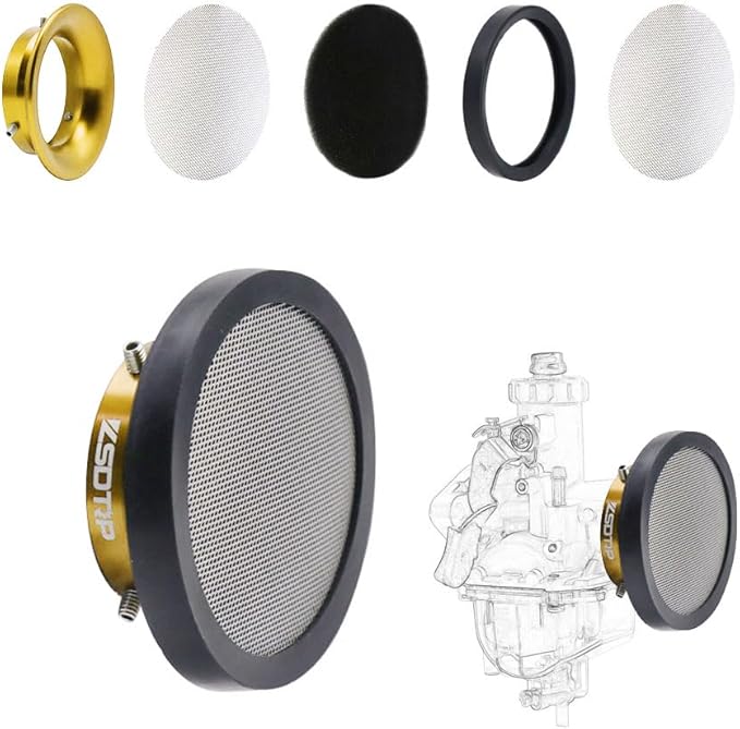 Carburetor Carb 40mm Velocity Stack Air Filter Cleaner Modified Trumpet with Sponge Filter Steel Mesh for VM22 PZ22 PD18J GX160 GX200 CT200U Shortest Suggest for Small Displacement (Gold,40mm)
