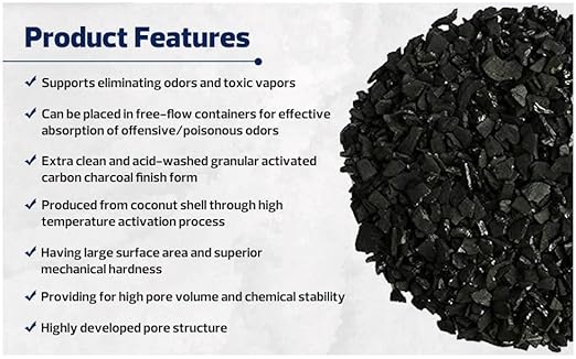 Granular Activated Carbon – 5 LBS | Coconut Shell GAC Media 12×40 Mesh for Water Filtration, Odor, Taste