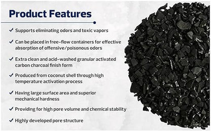 Granular Activated Carbon – 5 LBS | Coconut Shell GAC Media 12×40 Mesh for Water Filtration, Odor, Taste