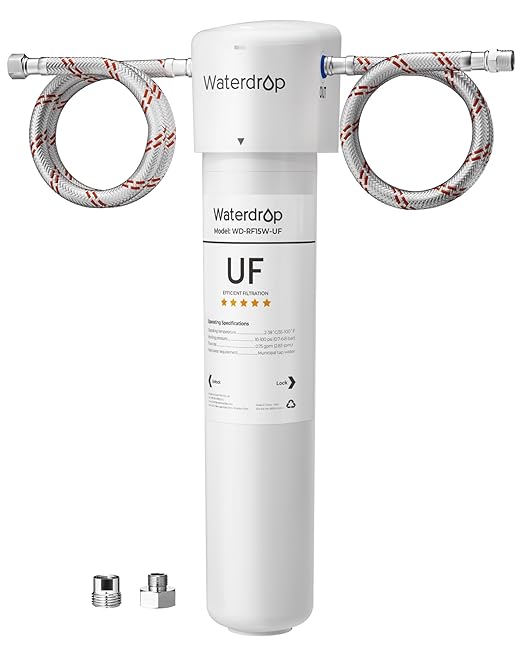 Waterdrop 15UAW-UF 0.01 μm Ultra Filtration Under Sink Water Filter System, 2 Years, Reduces Lead, Chlorine, Bad Taste & Odor, Direct Connect to Kitchen Faucet, USA Tech