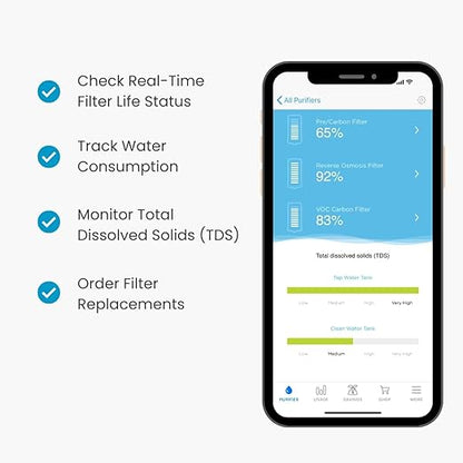 AquaTru Carafe Smart Countertop Water Purifier | App-Connected 4-Stage Reverse Osmosis System with Glass Carafe Removes Forever Chemicals, Lead & Fluoride | Track Filter Life | No Plumbing