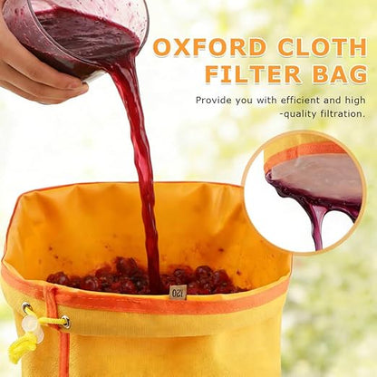 5 Pack 5 Gallon Filter Bags, 25-220 Micron Oxford Cloth All-Mesh Filter Bags with Color Coding System, Adjustable Drawstring Reusable Filter Bags for Fruit Juice Extraction, Soy Products, Home Kitchen