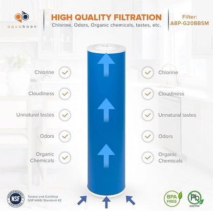 Aquaboon 5 Micron 20 x 4.5 Premium Granular Activated Carbon Water Filter Cartridge Replacement - GAC Filter Compatible with AP117, GAC-10, 1 Pack