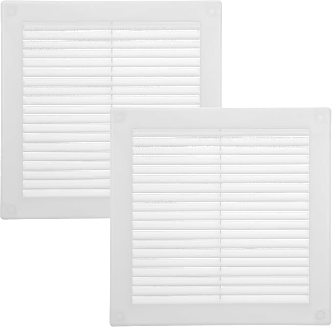 Vent Systems 6" x 6" Inch (Opening Dimensions) - Pack of 2 - Plastic White Soffit Vent Cover - Flat Square Air Vent Grille - Air Vent Deflector - HVAC 8" x 8" Inch (Overall Dimensions)