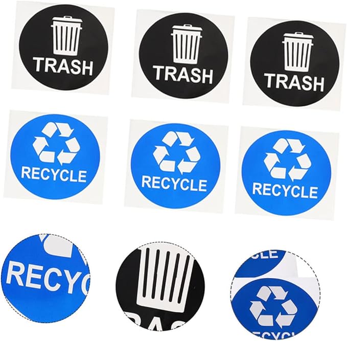 8pcs Trash Can Bathroom Labels Waste Sorting Stickers Garbage Classification Decals for Bedroom