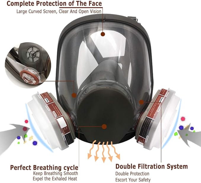 Full Face Respirаtor Reusable, Organic Vapor Respirаtor Compatible with Particulate Filter, Protection for Painting, Machine Polishing, Welding, Same as 6000 6800 7800 FF-400 V-Series