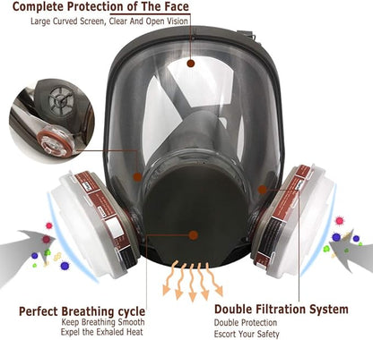 Full Face Respirаtor Reusable, Organic Vapor Respirаtor Compatible with Particulate Filter, Protection for Painting, Machine Polishing, Welding, Same as 6000 6800 7800 FF-400 V-Series