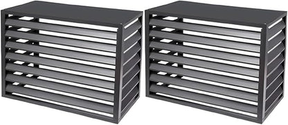 Aluminum Air Conditioner Fence Set of 2, Louvered Outdoor AC Unit Cover, Decorative Privacy Screen, Weatherproof and Anti-Theft (Black 100x50x70cm/39x20x28in)