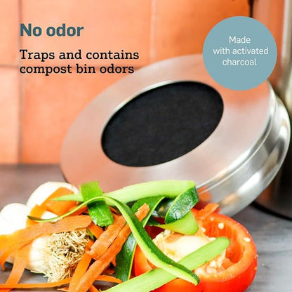 Epica 12 Pack Charcoal Filter Replacement for Countertop Compost Bin | 2-in-1 Compost Bucket Filter Removes Odors | 6.5'