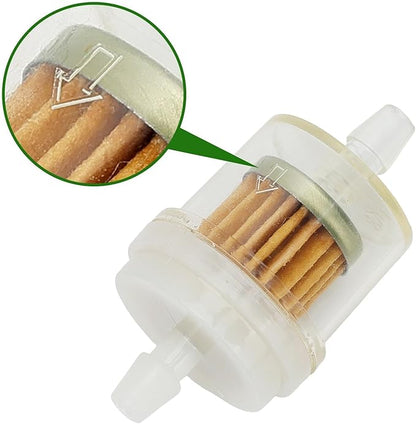 Inline Fuel Filter 1/4" Replace for Motorcycle Mini Bike Dirt Bike Moped ATV Scooter Go Kart Small Engine Lawn Mower Snow Blower Parts Universal 40 Micron Gas Fuel Filter 10 Pack