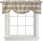 Brown Ombre Wooden Tie Up Valance Curtains for Windows, Kitchen Curtains Window Shades, Farmhouse Retro Khaki Wood Light Filtering Roman Curtain Valances for Bedroom/Bathroom/Cafe 54"x18"