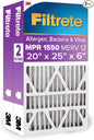 Filtrete 20x25x6 AC Furnace Air Filter, MPR 1550, MERV 12, Fits Honeywell, CERTIFIED Asthma & Allergy Friendly, Electrostatic Air Cleaning Filter, 2-Pack (Actual Size 19.75x24.25x6 in)