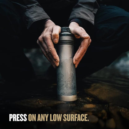 GRAYL UltraPress Titanium 16.9 oz Water Purifier & Filter Bottle for Hiking, Backpacking, Survival, Bushcraft, Travel (Coyote Brown)