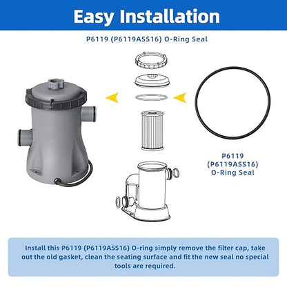 P6119 (P6119ASS16) O-Ring Seal Compatible with Bestway Flowclear Filter Pump Cap, Fits 530/800/1500 GPH Pool Pumps, Pool Filter Replacement Parts(3 Pack)