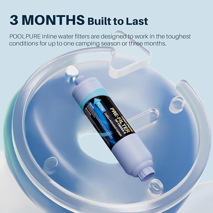 POOLPURE Garden Hose Water Filter for Filling Hot Tub, Pool, Spa, Reduces Chlorine, Heavy Metals, Odor, Pre Filter Ideal for Organic Gardening, Farming, Fits Any Standard 3/4" Garden Hose Thread