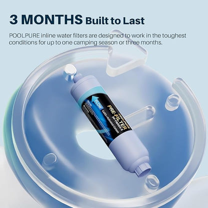POOLPURE Garden Hose Water Filter for Filling Hot Tub, Pool, Spa, Reduces Chlorine, Heavy Metals, Odor, Pre Filter Ideal for Organic Gardening, Farming, Fits Any Standard 3/4" Garden Hose Thread