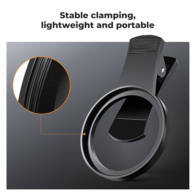 K&F CONCEPT 67mm Clip-on Black Diffusion 1/4 Phone Camera Lens Filter Kit, Mist Cinematic Effect Filter Compatible with iPhone 16 15 14 13 12 11, for Video/Vlog/Portrait Photography
