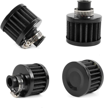 MUGE RACING 2Pcs Air Filter Cold Air Intake Filter Breather 12mm Valve Cover Breather Filter For Car and Motorcycle(Black)