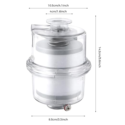 KF25 Oil Mist Filter, Vacuum Pump Exhaust Oil Mist Filter with 15.75 in Oil Drain Pipe, Oil Removal Up to 95%, Built-in Glass Fiber Filter Material, Vacuum Pump Filter for Industrial Production
