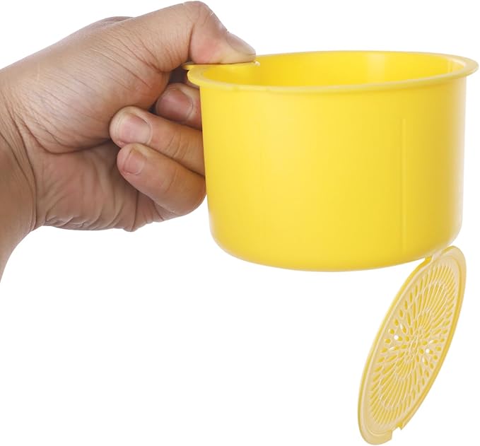 JOMCYDM Kitchen Sink Basket, Faucet Hanging Draining Basket, Kitchen Waste Catcher Hands-Free Press to Empty, Prevents Clogs & Messy Scraping (Yellow)