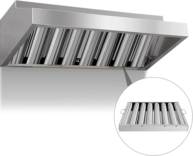 Hood Filters 19.5W x 19.5H Inch 430 Stainless Steel Pack of 6, 7 Grooves Commercial Hood Filters, Commercial Kitchen Range Hood Filter for Grease Rated Commercial Kitchen Exhaust Hoods