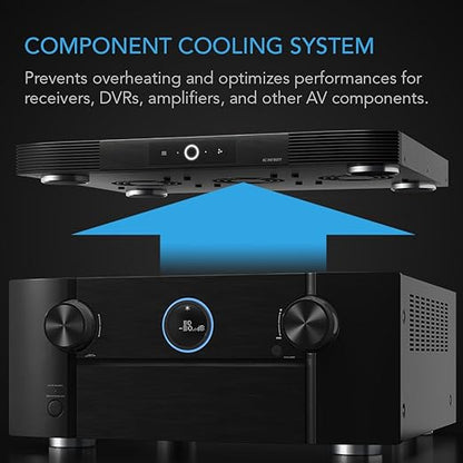 AC Infinity AIRCOM S8, Quiet Cooling Blower Fan System 17" Rear-Exhaust for Receivers, Amps, DVR, AV Cabinet Components