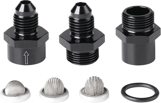 4AN Inline Fuel & Oil Feed Filter Set with 30 80 150 Micron Elements Aluminum Black