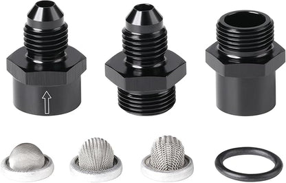 4AN Inline Fuel & Oil Feed Filter Set with 30 80 150 Micron Elements Aluminum Black