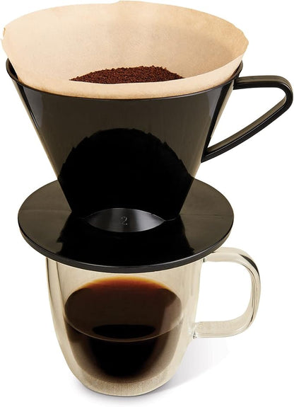 Fino Pour-Over Coffee Brewing Filter Cone, Number 2-Size, Black, Brews 2 to 6-Cups, Set of 2