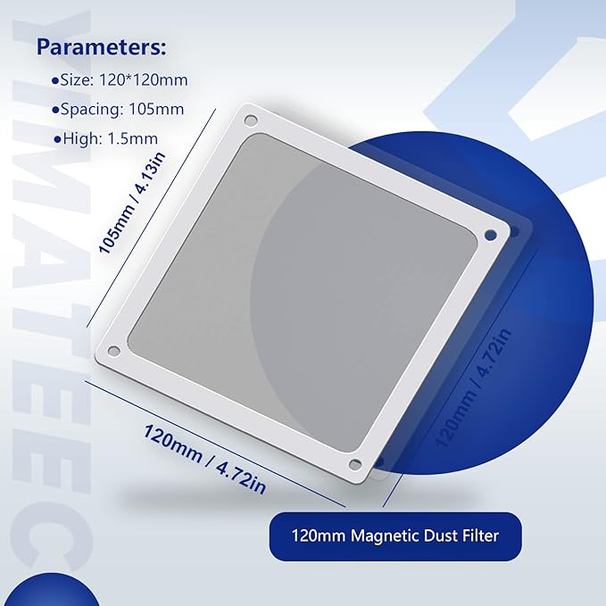 Dust Filter PC 120mm for Computer Cooler/PSU/Routers Nylon 80 Mesh, Magnetic Frame PC Fan Dust Mesh PC Cooler Filter Dustproof Computer Fan Grills (Nylon, 120 * 120mm, 2pcs, White)