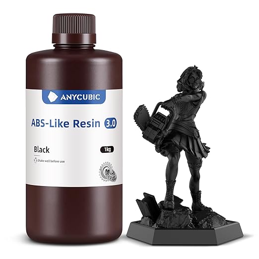 ANYCUBIC ABS-Like Resin 3.0, Upgraded 14K 3D Printer Resin with Enhanced Strength and Toughness, High Precision, Low Odor, Wide Compatibility for All LCD Resin 3D Printers (Black, 1kg)