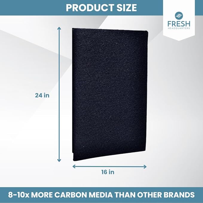 Activated Carbon Air Filter Pad - 24"x16" Cut To Fit AC & Furnace Filter - Removes Dust, Pollen, Pet Odors & VOCs, Versatile for Window Units, RV, Air Purifier, & Vents, Made in USA