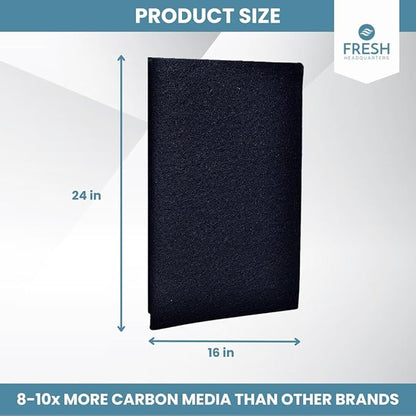 Activated Carbon Air Filter Pad - 24"x16" Cut To Fit AC & Furnace Filter - Removes Dust, Pollen, Pet Odors & VOCs, Versatile for Window Units, RV, Air Purifier, & Vents, Made in USA