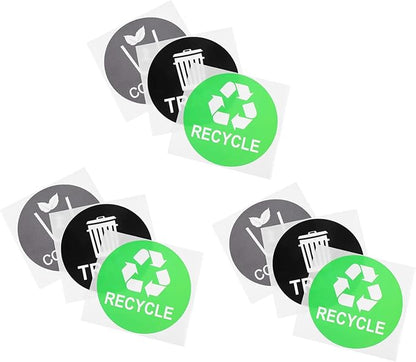 9pcs Garbage Classification Stickers for Trash Recycling Self-Adhesive Sorting Labels for Easy Use Kitchen Office Bathroom