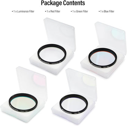 Astromania Deluxe Telescope LRGB 2 Inch Filter Set - Planet Colour Filters for Use with Monochrome CCD Cameras - Give Stunning and Excellent Astrophotographic Results