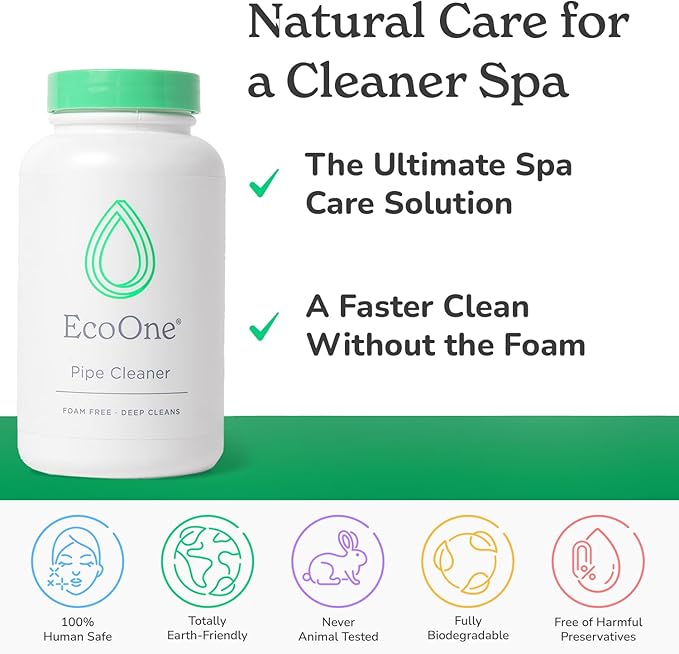 Pipe Cleaner by EcoOne | All-Natural Spa & Hot Tub Pipe and Jet Cleaner | Hot Tub Jet Cleaner Made with Non-Foaming Alkaline Ingredients | Deep-Penetrating Jetted Tub Cleaner, 8 Oz